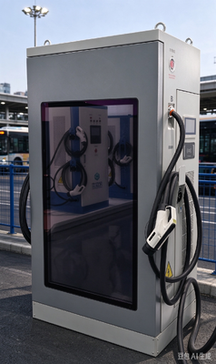 Σειρά διαφημιστικών οθονών 60kW Διπλό πιστόλι DC EV Φορτιστής 55 ιντσών LCD 10 ιντσών Touch OCPP1.6J IP54