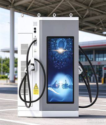 80kW DC EV φορτιστή 55 ιντσών LCD διαφημιστική οθόνη διπλή οθόνη CCS1 CCS2 CHAdeMO GB/T για δημόσιο πάρκινγκ
